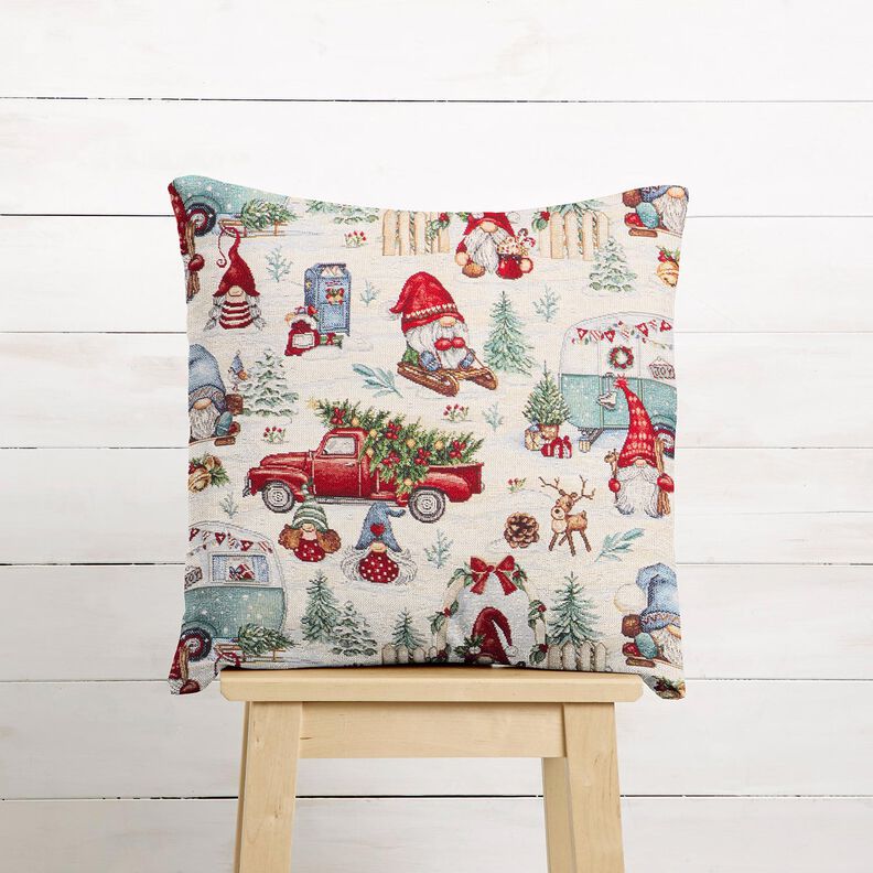 Dekostoff Gobelin weihnachtliche Wichtel – hellbeige/rot,  image number 9