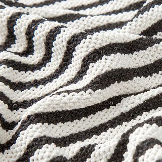 Strickstoff Glitzerstreifen mit Pailletten – wollweiss/schwarz, 