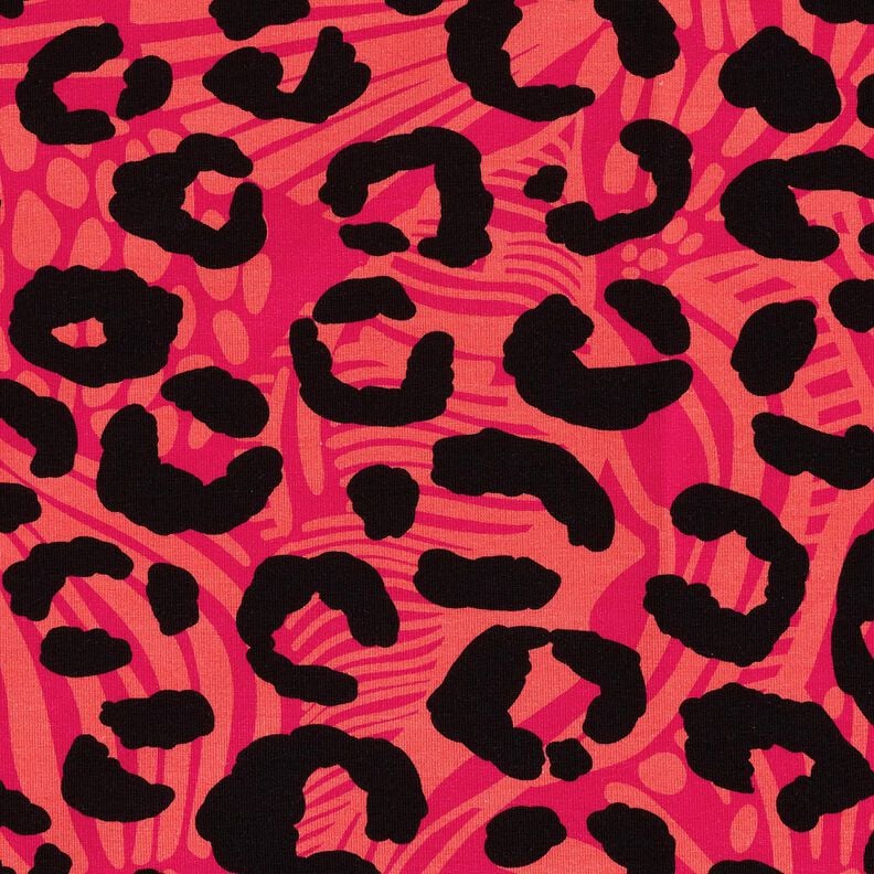 French Terry Sommersweat Leo und Blumen – pink/orange,  image number 5