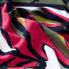Viskosejersey große Blätter – intensiv pink/nachtblau, 