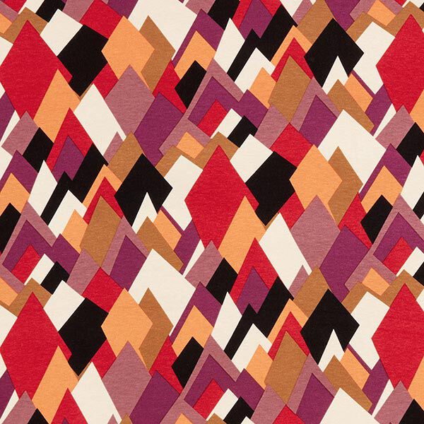 Viskosejersey bunte Rauten – hellbeige | Reststück 100cm