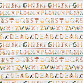 Baumwollstoff Popeline tierische Buchstaben – weiss, 