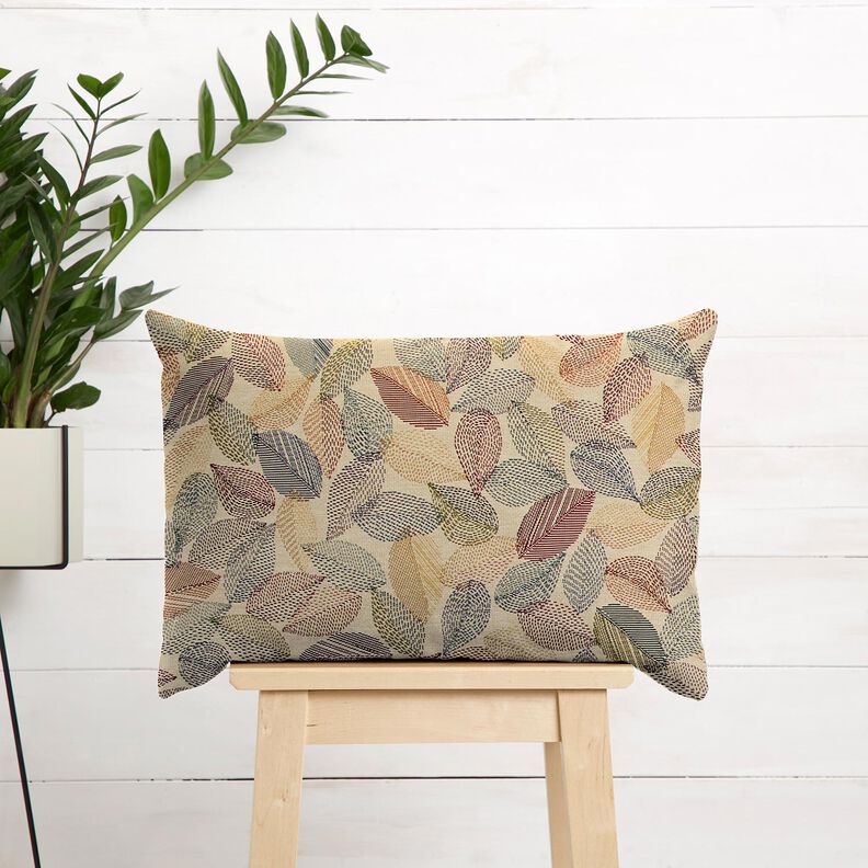 Dekostoff Gobelin Blätterskizzen – hellbeige/grün,  image number 5