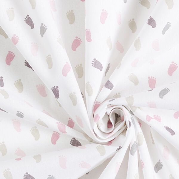 Baumwollpopeline Baby-Füßchen – weiss/rosa – Muster, image number 3