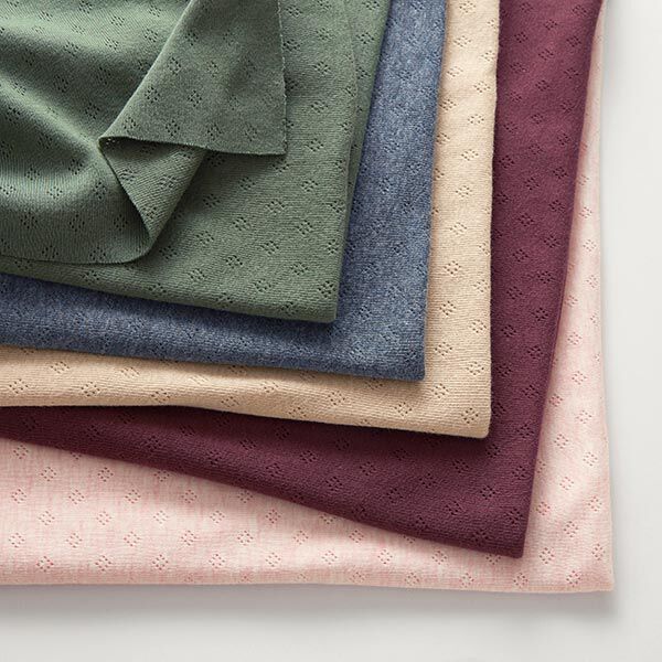 Feinstrickjersey mit Lochmuster – dunkelgrün | Reststück 50cm