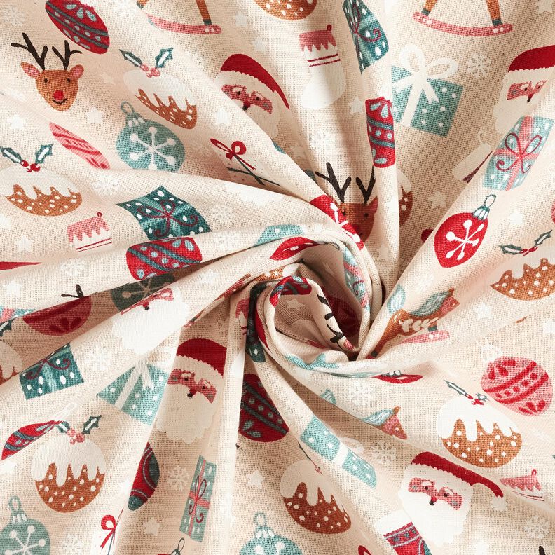 Dekostoff Canvas niedliche Weihnachtsmotive – natur/eukalyptus,  image number 3