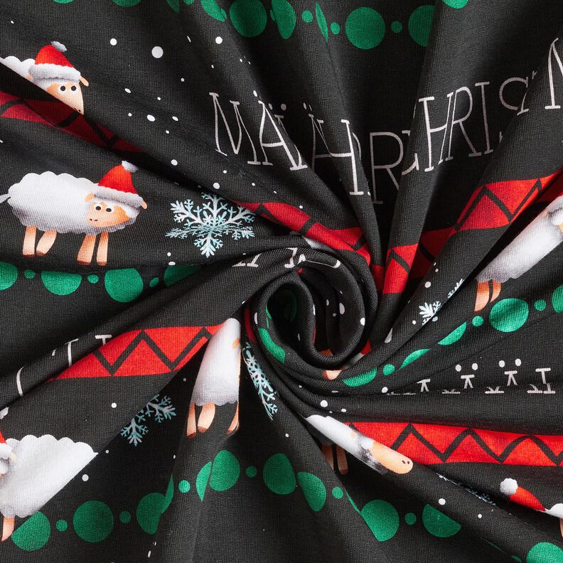 French Terry Sommersweat Määährry Christmas | Glitzerpüppi – schwarz/chili, image number 3