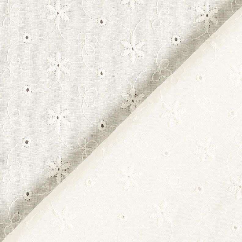 Baumwollbatist Lochstickerei Blumenranken – wollweiss,  image number 4