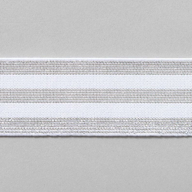 Gestreiftes Gummiband [40 mm] – weiss/silber,  image number 1