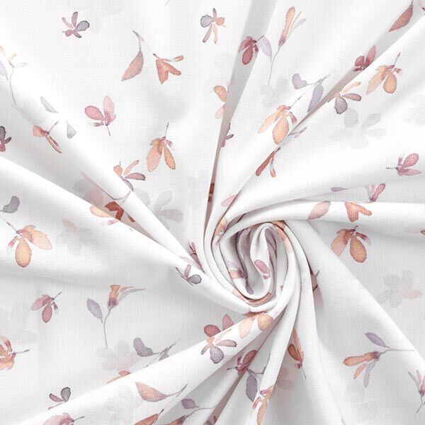 GOTS Baumwolljersey Aquarell-Blümchen – nebelgrau/roségold, image number 3