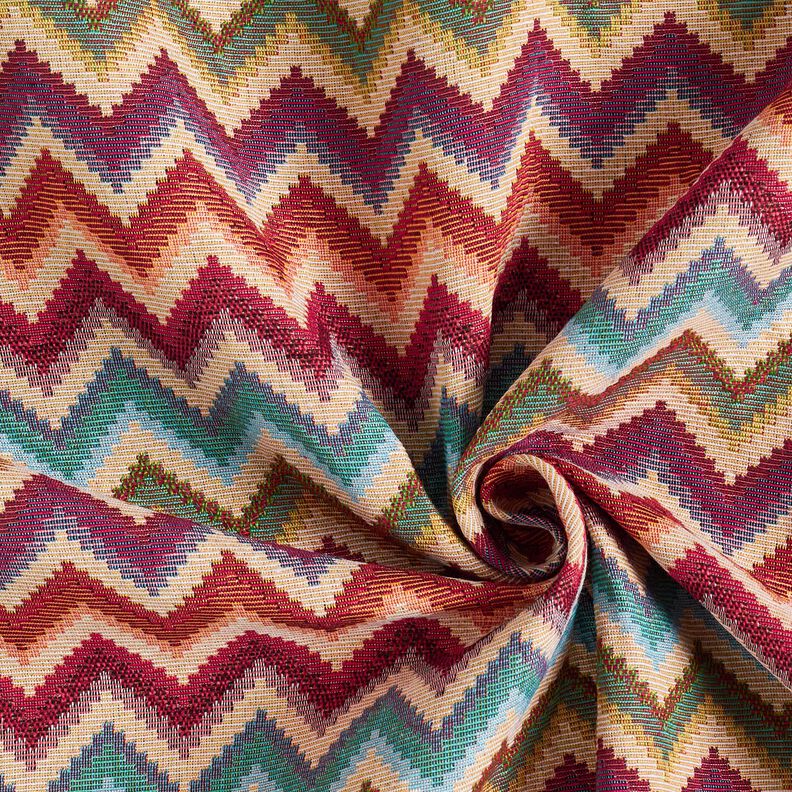 Dekostoff Gobelin Chevron – hellbeige/karminrot, image number 3