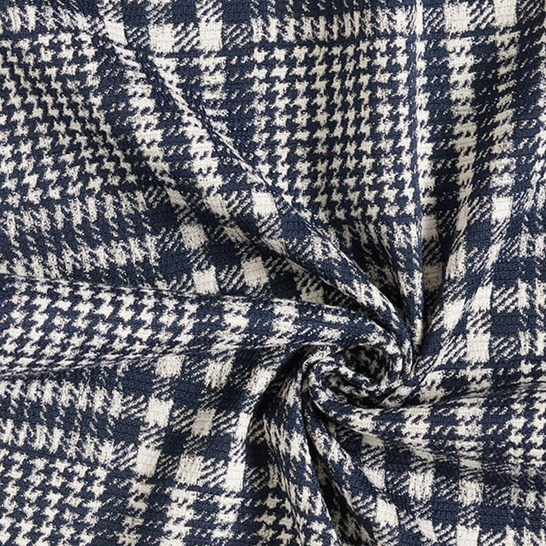 Mantelstoff Doubleface Karo – marineblau/weiss,  image number 3