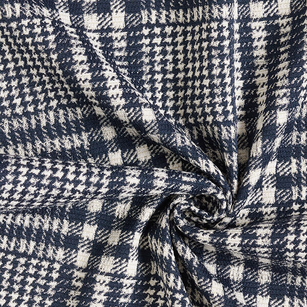 Mantelstoff Doubleface Karo – marineblau/weiss,  image number 3