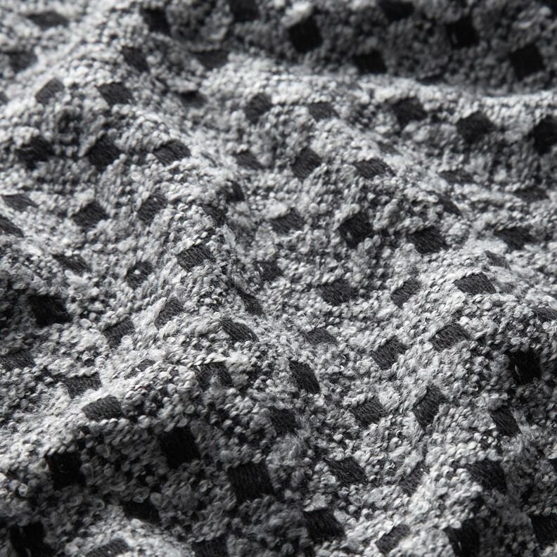 Mantelstoff Kästchen – hellgrau/schwarz,  image number 2