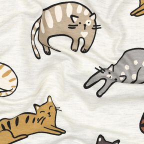 Baumwolljersey Katzen | Poppy Fabrics – natur/braun, 