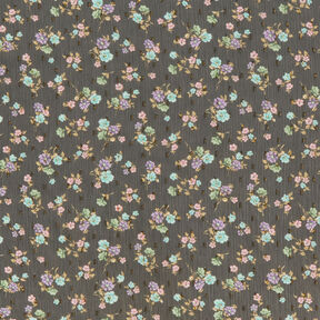 Crêpe Chiffon Dobby & Blumen – schwarz/hellblau, 