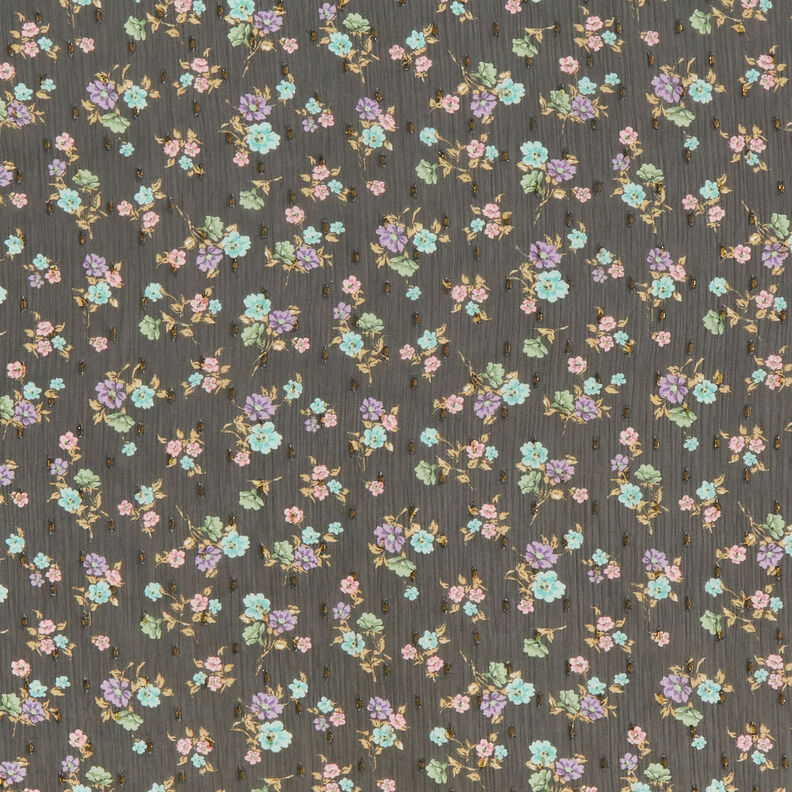 Crêpe Chiffon Dobby & Blumen – schwarz/hellblau,  image number 1