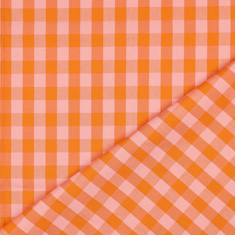 Baumwollpopeline Karo | Poppy Fabrics – rosa/pfirsichorange,  image number 4
