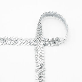 Elastische Paillettenborte [20 mm] – silber, 