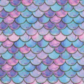 Softshell Meerjungfrau-Schuppenmuster Digitaldruck – brilliantblau/pastellviolett, 