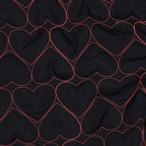 Steppstoff Neon Herzen | Poppy Fabrics – schwarz/neonpink, 
