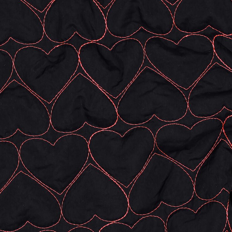 Steppstoff Neon Herzen | Poppy Fabrics – schwarz/neonpink, image number 2