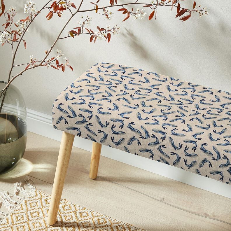 Dekostoff Halbpanama Wale &ndash; indigo/natur,  image number 5