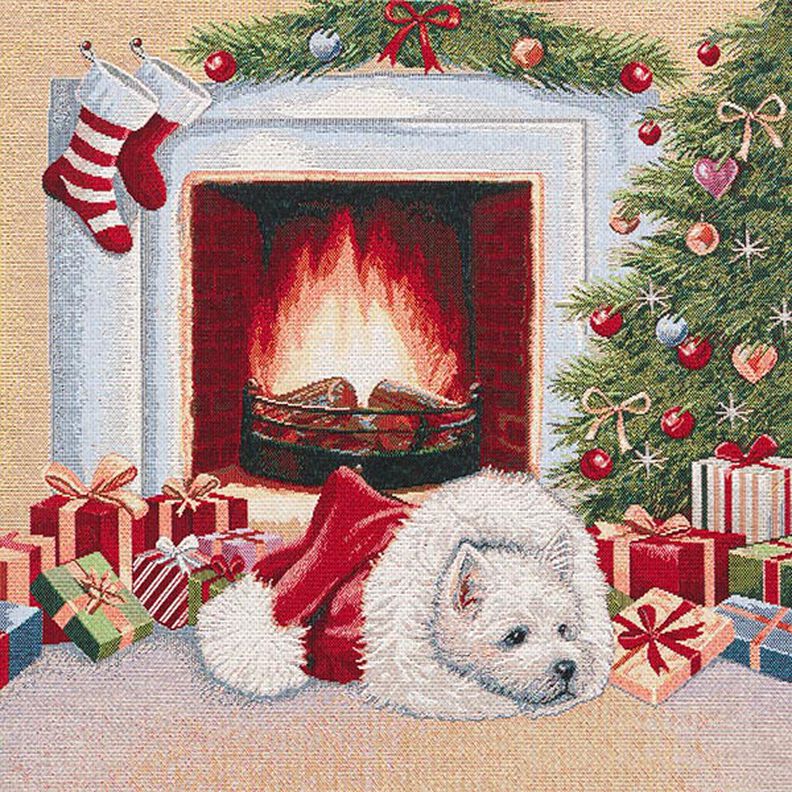 Dekopanel Gobelin Hund am Festtag – grün/rot,  image number 1