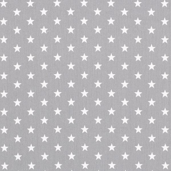 Baumwollpopeline mittellgroße Sterne – grau/weiss,  image number 1