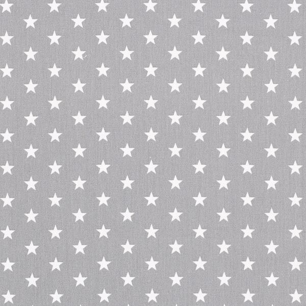 Baumwollpopeline mittellgroße Sterne – grau/weiss,  image number 1