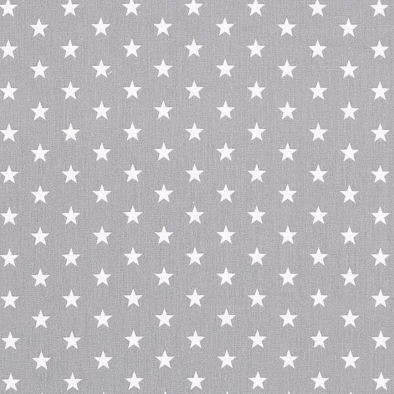 Baumwollpopeline mittellgroße Sterne – grau/weiss,  image number 1