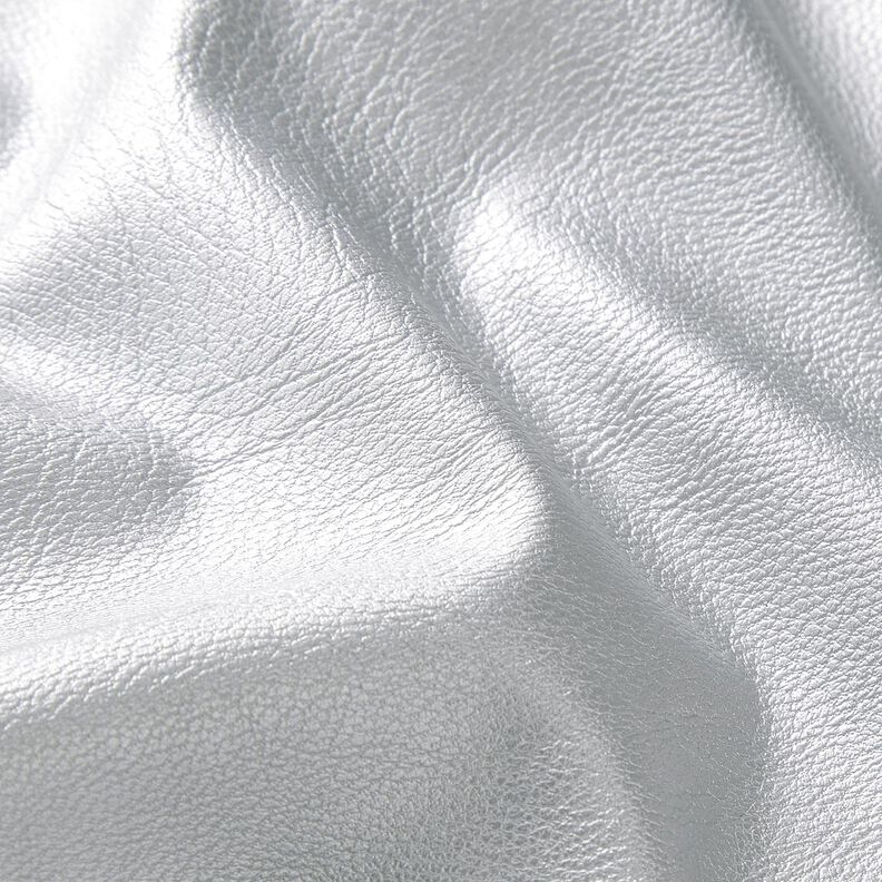 Stretch Lederimitat Metallic – silbergrau,  image number 2