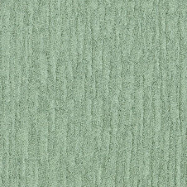 GOTS Dreilagiger Baumwoll-Musselin – schilf | Reststück 50cm