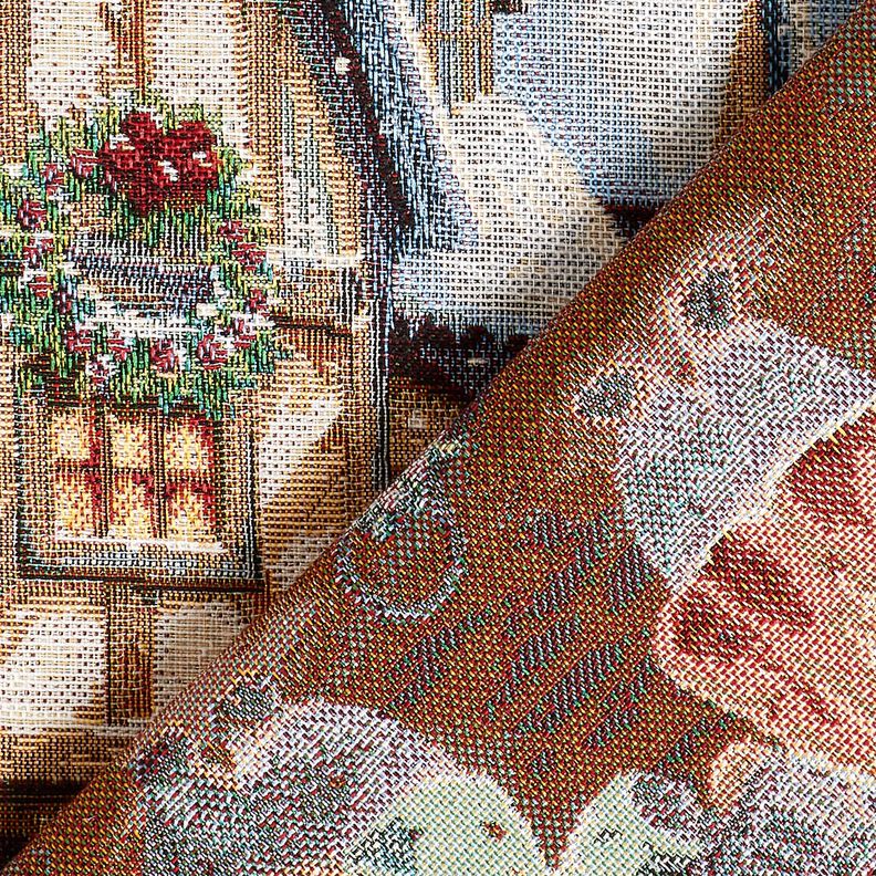 Dekopanel Gobelin Weihnachtshasen – hellblau/karminrot,  image number 4