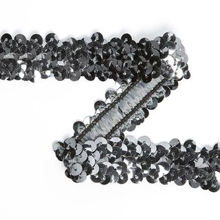 Elastische Paillettenborte (20 mm) 11 – altsilber metallic, 