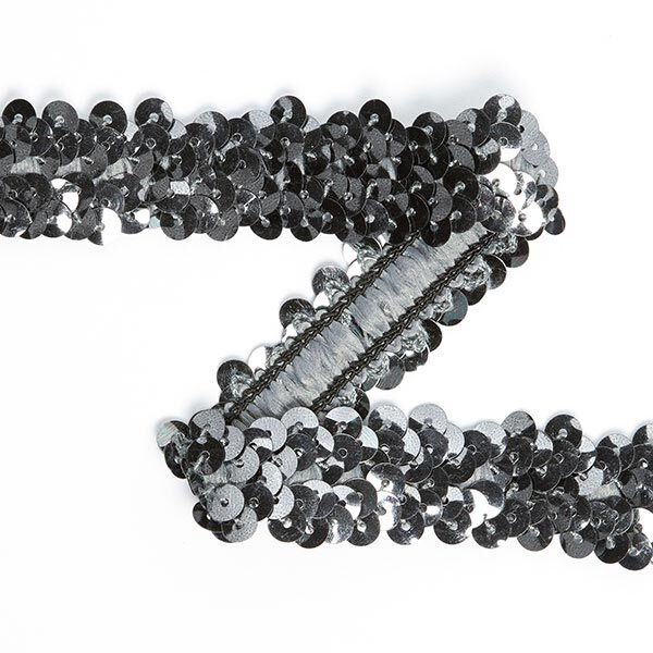 Elastische Paillettenborte (20 mm) 11 – altsilber, image number 1