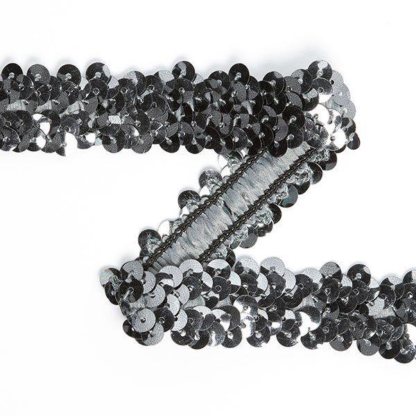 Elastische Paillettenborte (20 mm) 11 – altsilber metallic,  image number 1