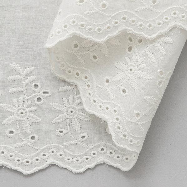 Feston Spitzenband Blumen [ 9 cm ] – wollweiss,  image number 2