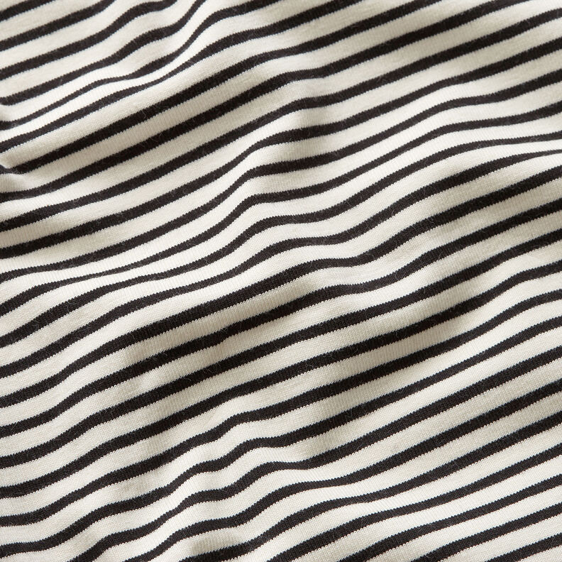 Baumwolljersey schmale Streifen – creme/schwarz,  image number 2