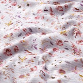 Rippenjersey zarte Wildblumen Digitaldruck – pastellflieder/rotlila, 