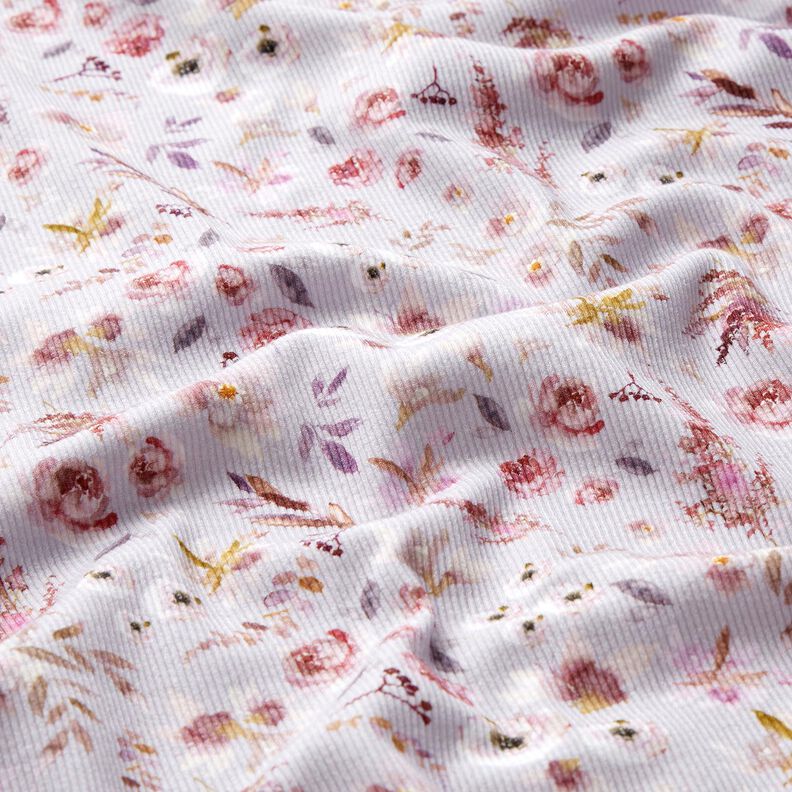 Rippenjersey zarte Wildblumen Digitaldruck – pastellflieder/rotlila,  image number 2