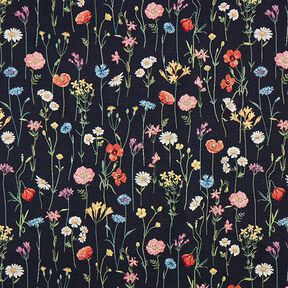 Dekostoff Gobelin Wildblumen – schwarz/rosé, 