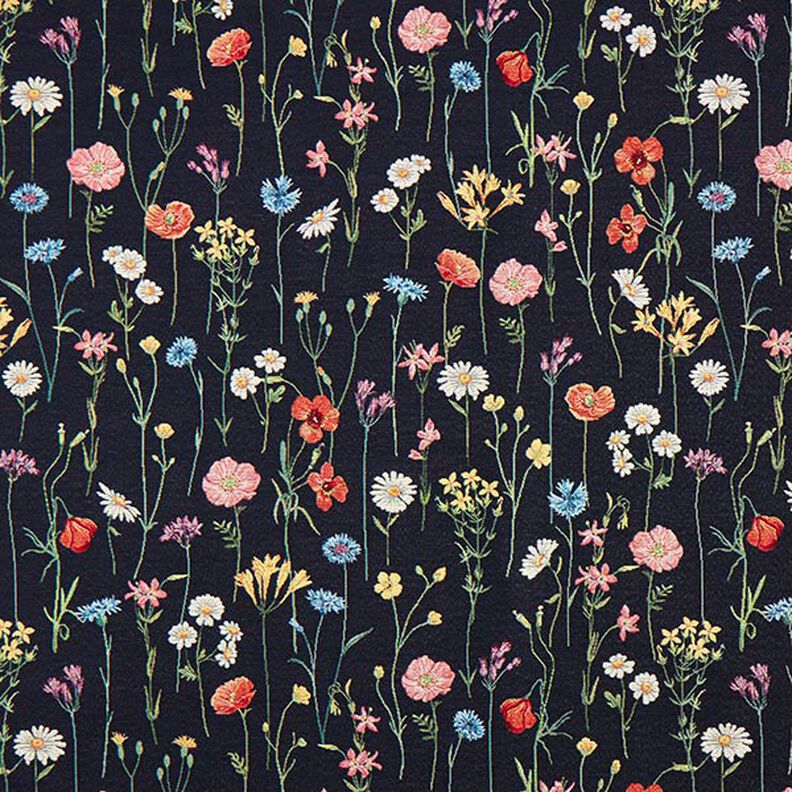 Dekostoff Gobelin Wildblumen – schwarz/rosé,  image number 1