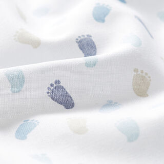 Baumwollpopeline Baby-Füßchen – weiss/jeansblau, 