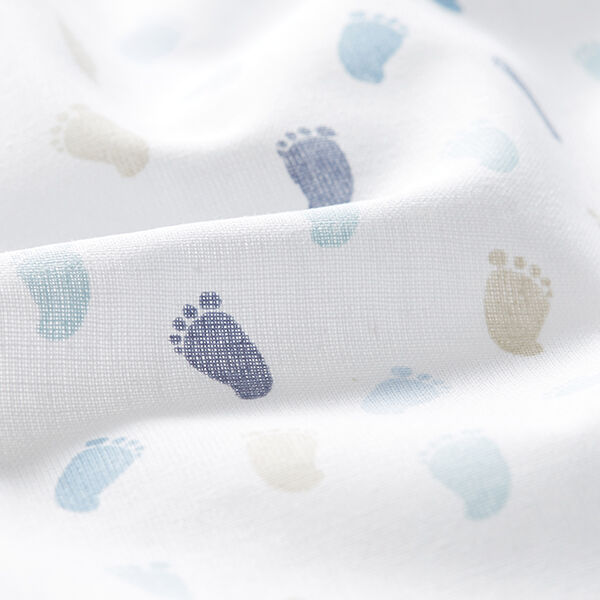 Baumwollpopeline Baby-Füßchen – weiss/jeansblau