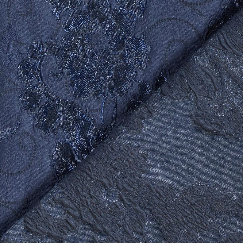Bekleidungsjacquard Brokat Blumen – marineblau,  image number 4