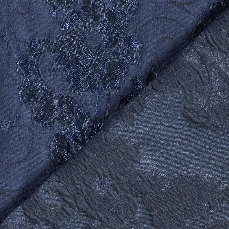 Bekleidungsjacquard Brokat Blumen – marineblau, image number 4