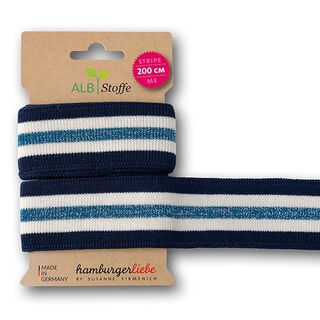 Bio Jacquardband Stripe Me College [200 cm | 3,5 cm ] | Albstoffe  – königsblau/weiss, 