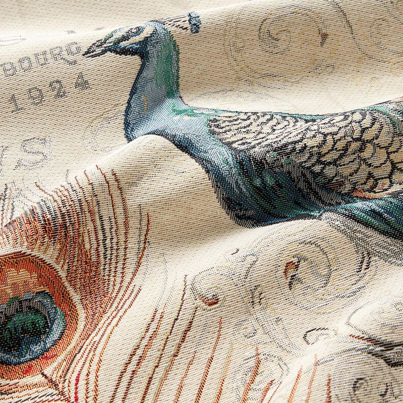 Dekopanel Gobelin Pfau &ndash; hellbeige/blau,  image number 2