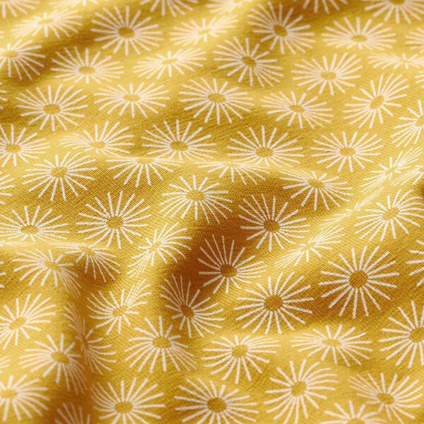Baumwolljersey Strahlen-Blume – currygelb | Reststück 140cm